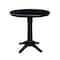 International Concepts Round 36 in Rd Top Pedestal Table, 12 in Leaf, 34.9 inH, Adjustable Height, Black, 36 W, 48 L, Wood K46-36RXT-27B-6B - alternate 1